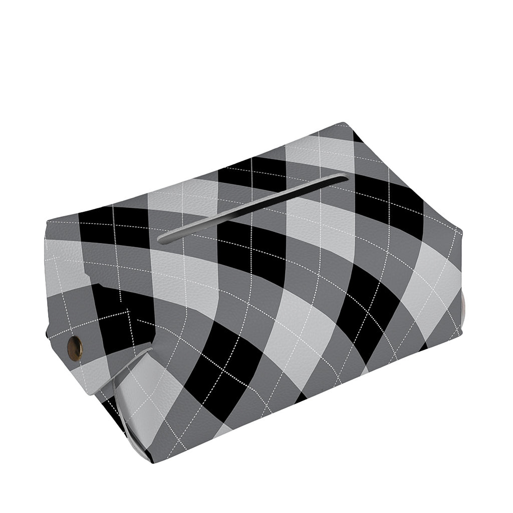 Grey And Black Argyle Pattern Print Rectangle Tissue Box Cover