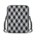 Grey And Black Argyle Pattern Print Rectangular Crossbody Bag