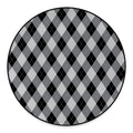 Grey And Black Argyle Pattern Print Round Floor Mat