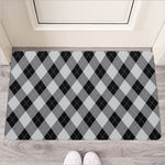 Grey And Black Argyle Pattern Print Rubber Doormat