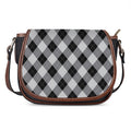 Grey And Black Argyle Pattern Print Saddle Bag
