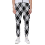 Grey And Black Argyle Pattern Print Scuba Joggers