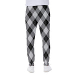 Grey And Black Argyle Pattern Print Scuba Joggers