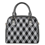Grey And Black Argyle Pattern Print Shoulder Handbag