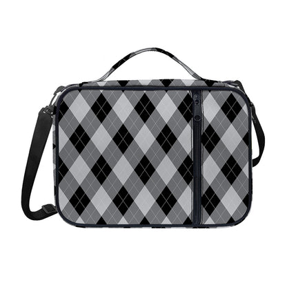 Grey And Black Argyle Pattern Print Shoulder Strap Bible Bag