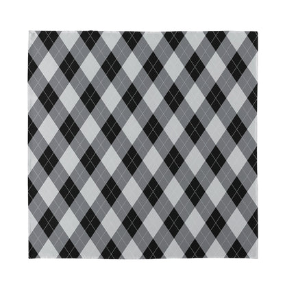 Grey And Black Argyle Pattern Print Silk Bandana