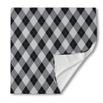 Grey And Black Argyle Pattern Print Silk Bandana