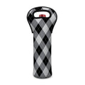 Grey And Black Argyle Pattern Print Single Neoprene Wine Tote