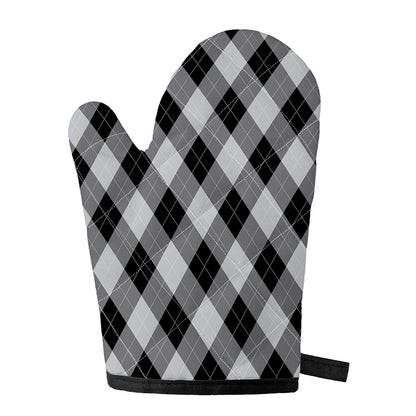 Grey And Black Argyle Pattern Print Single Oven Mitt