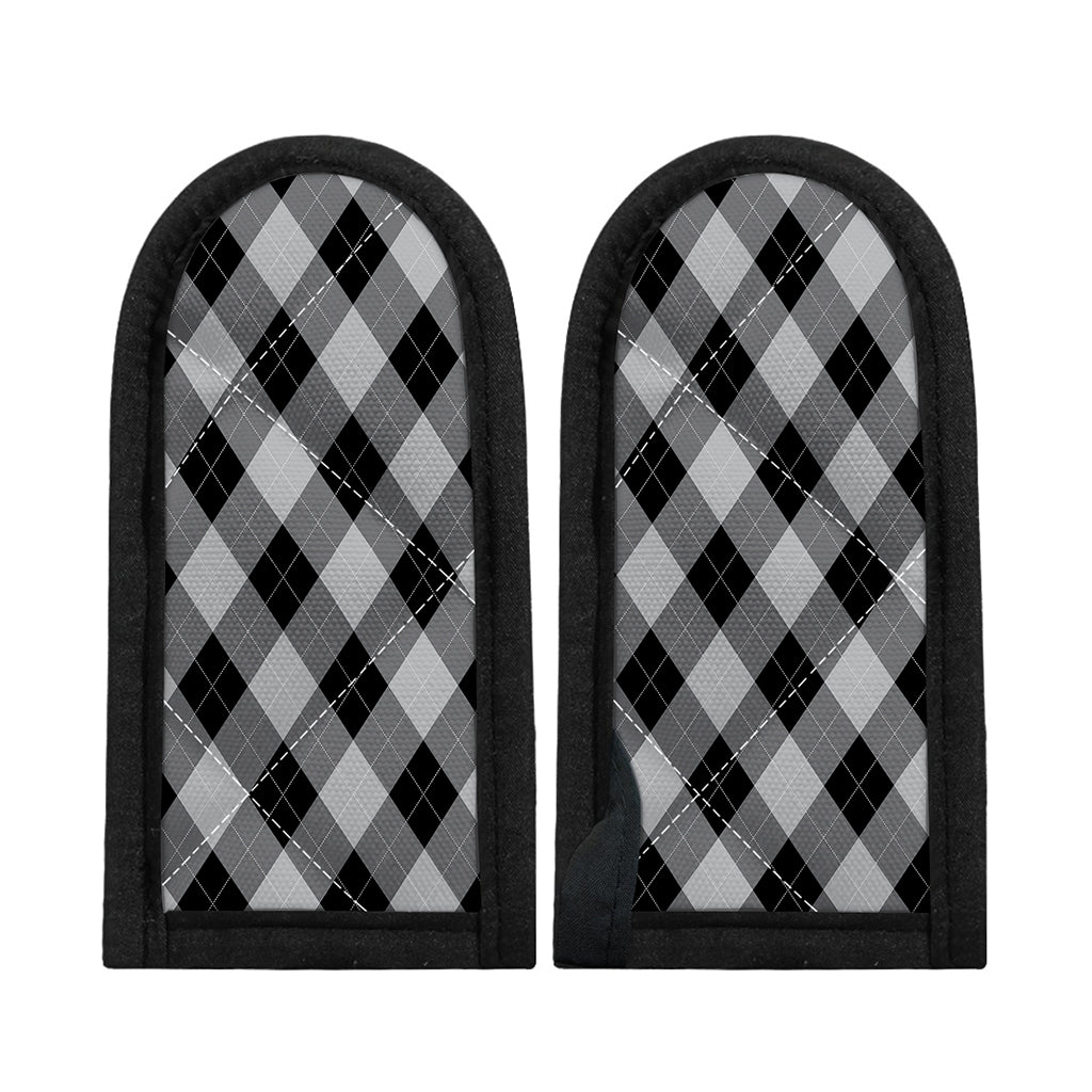 Grey And Black Argyle Pattern Print Skillet Handle Cover