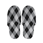 Grey And Black Argyle Pattern Print Slippers