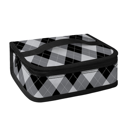 Grey And Black Argyle Pattern Print Small Lunch Bag