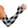 Grey And Black Argyle Pattern Print Sun Protection Arm Sleeves