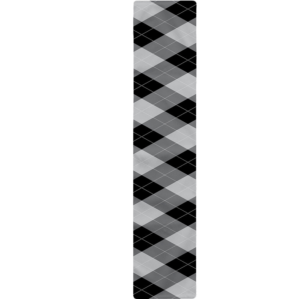 Grey And Black Argyle Pattern Print Table Runner
