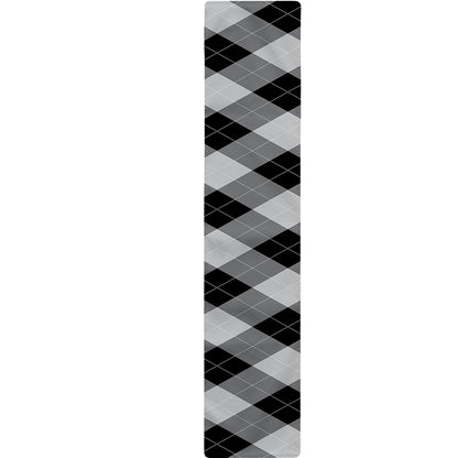Grey And Black Argyle Pattern Print Table Runner