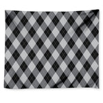 Grey And Black Argyle Pattern Print Tapestry