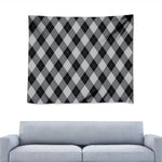 Grey And Black Argyle Pattern Print Tapestry
