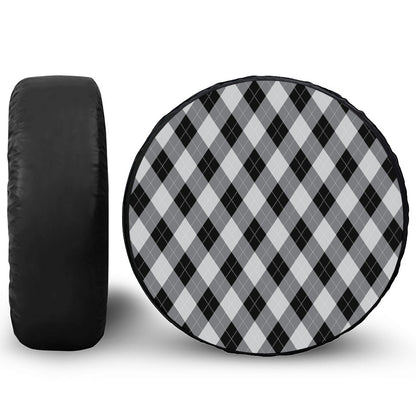 Grey And Black Argyle Pattern Print Tire Cover