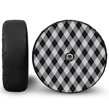 Grey And Black Argyle Pattern Print Tire Cover With Camera Hole