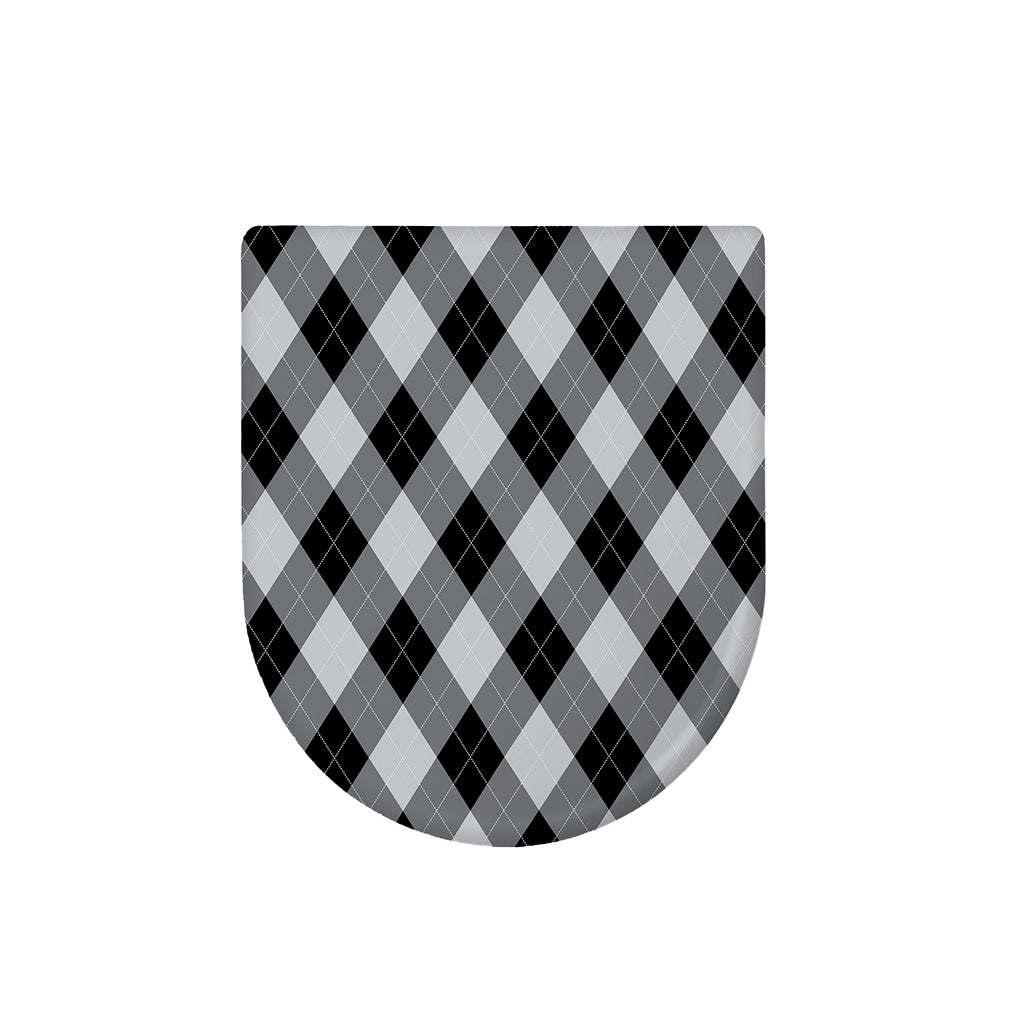 Grey And Black Argyle Pattern Print Toilet Lid Cover