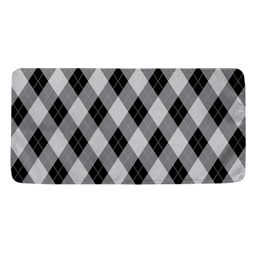 Grey And Black Argyle Pattern Print Towel