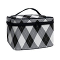 Grey And Black Argyle Pattern Print Travel Makeup Bag