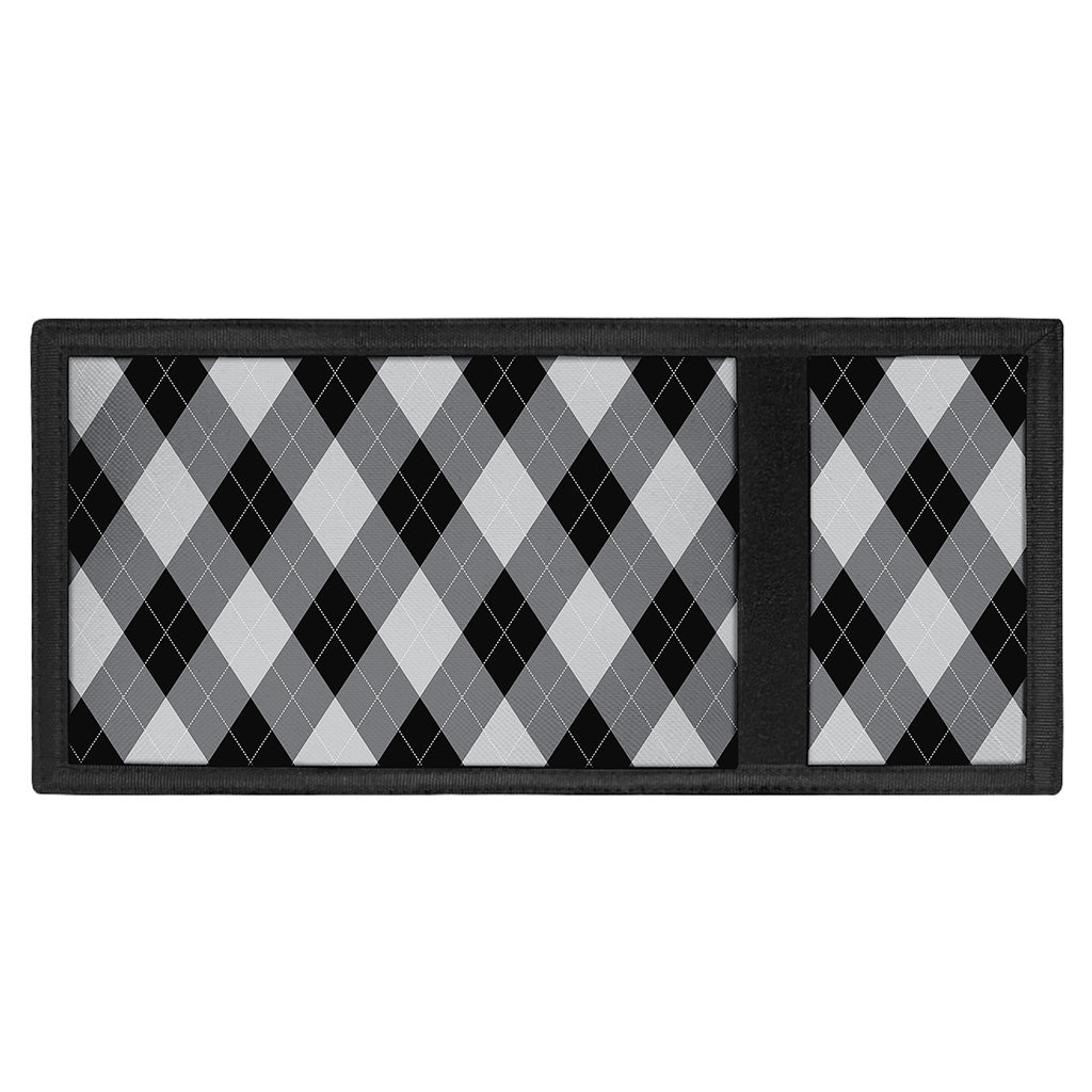 Grey And Black Argyle Pattern Print Trifold Wallet