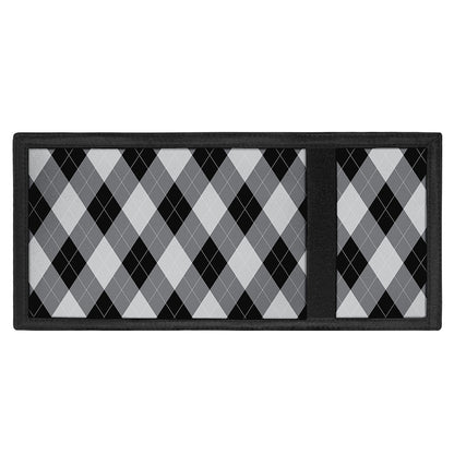 Grey And Black Argyle Pattern Print Trifold Wallet