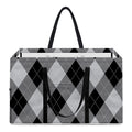 Grey And Black Argyle Pattern Print Utility Tote Bag