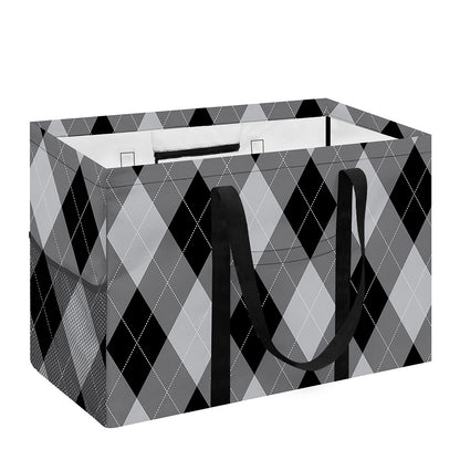 Grey And Black Argyle Pattern Print Utility Tote Bag