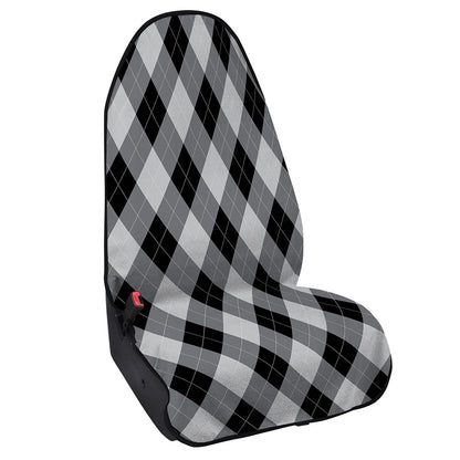 Grey And Black Argyle Pattern Print Waterproof Car Seat Cover