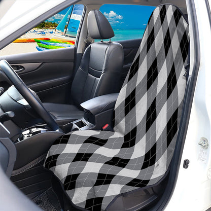 Grey And Black Argyle Pattern Print Waterproof Car Seat Cover