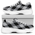 Grey And Black Argyle Pattern Print White Chunky Shoes