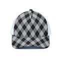 Grey And Black Argyle Pattern Print White Mesh Trucker Hat