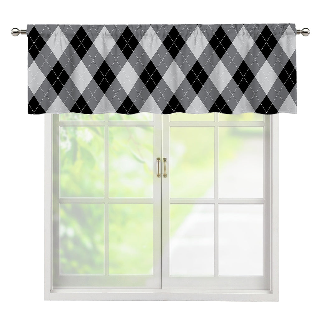Grey And Black Argyle Pattern Print Window Valance