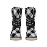 Grey And Black Argyle Pattern Print Winter Boots