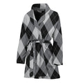 Grey And Black Argyle Pattern Print Women's Bathrobe