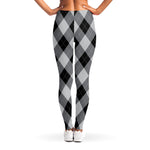 Grey And Black Argyle Pattern Print Women's Leggings
