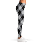 Grey And Black Argyle Pattern Print Women's Leggings