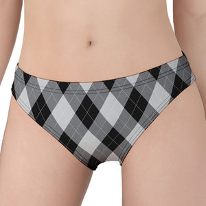 Grey And Black Argyle Pattern Print Women's Panties