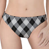 Grey And Black Argyle Pattern Print Women's Thong