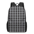 Grey And Black Check Pattern Print 17 Inch Backpack
