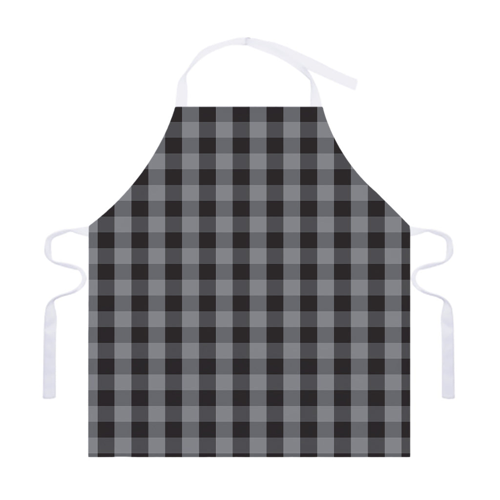 Grey And Black Check Pattern Print Adjustable Apron