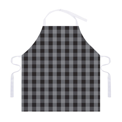 Grey And Black Check Pattern Print Adjustable Apron