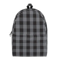 Grey And Black Check Pattern Print School Backpack