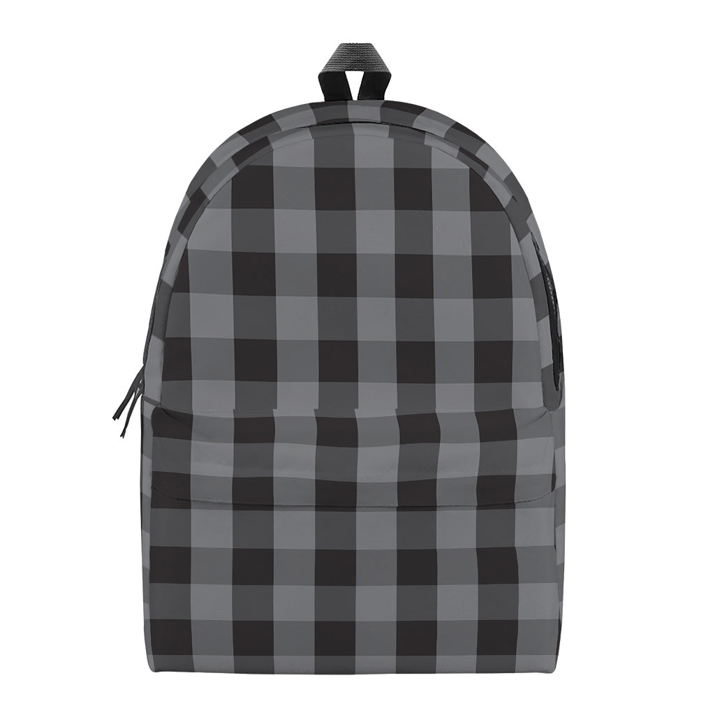 Grey And Black Check Pattern Print Backpack