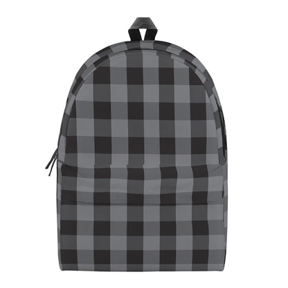 Grey And Black Check Pattern Print Backpack