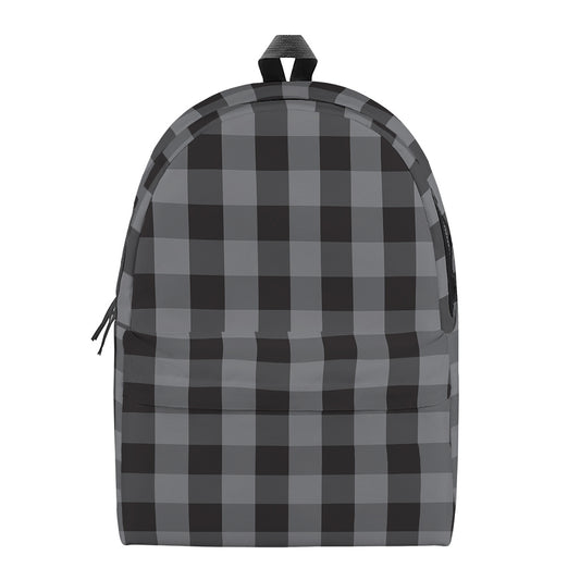 Grey And Black Check Pattern Print Backpack