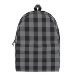 Grey And Black Check Pattern Print Backpack