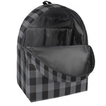 Grey And Black Check Pattern Print Backpack